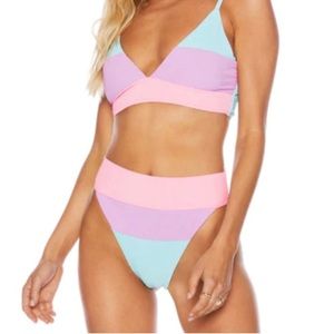 Beach Riot NWT Ribbed colorblock Pastel bikini (Top M, Bottom L)